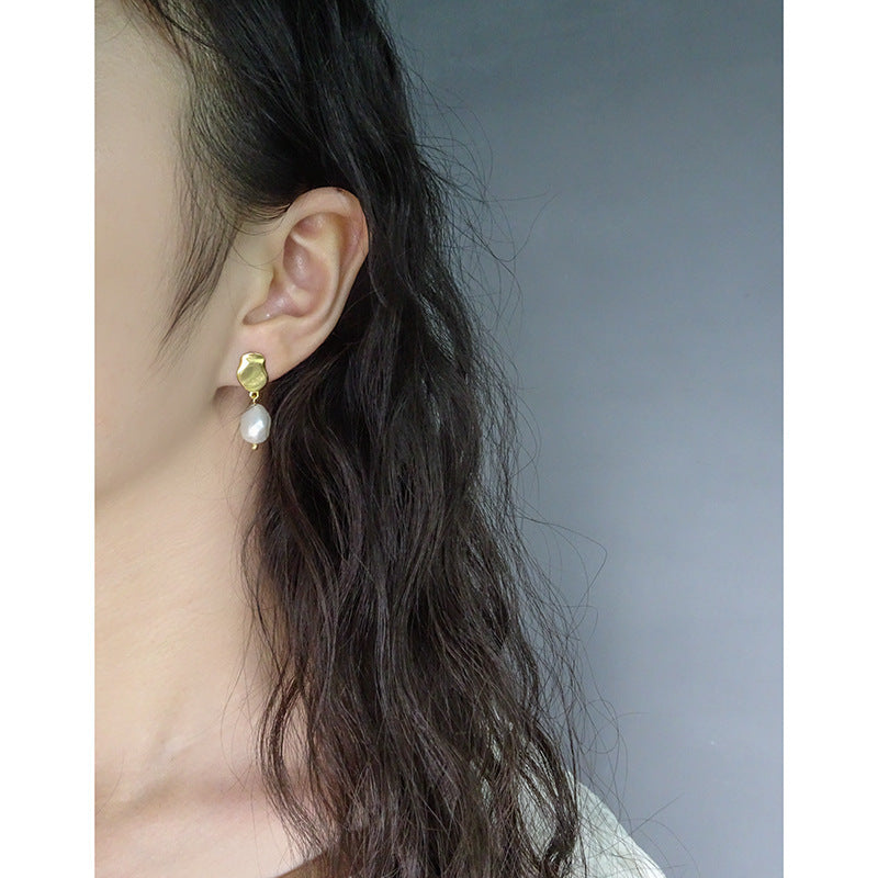 S925 Sterling Silver Stud Earrings – INS Simple Fashion Baroque for Women