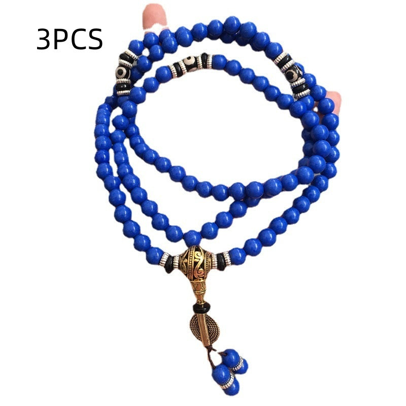 Lapis Lazuli 108 Bead Bracelet – Multi-Circle Design with Tibetan Beads