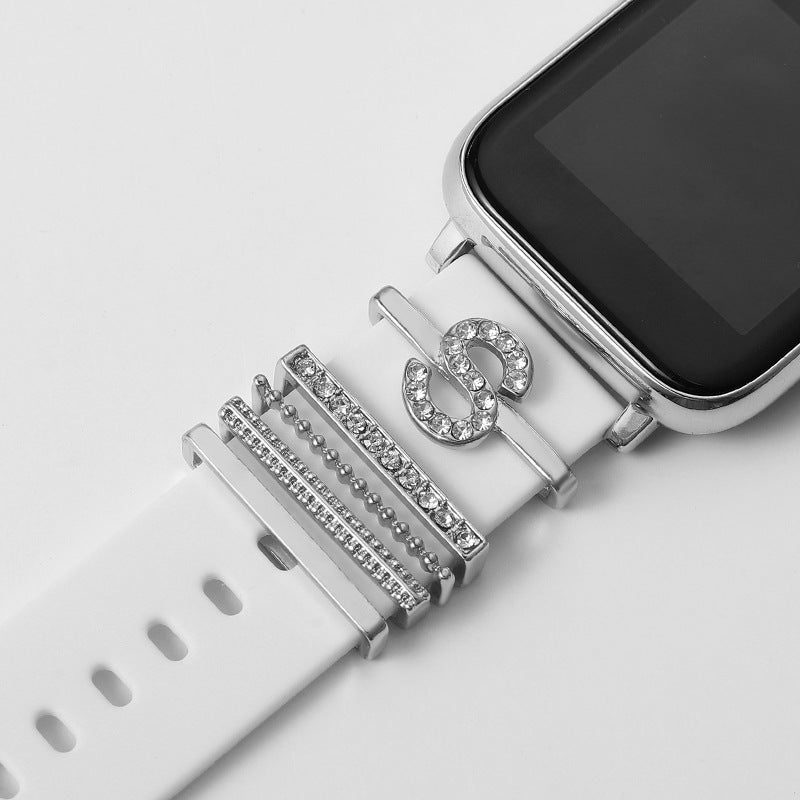 Customizable 26-Letter Diamond Silicone & Alloy Strap Bracelet