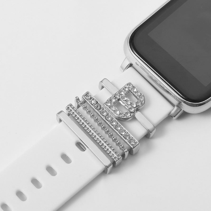 Customizable 26-Letter Diamond Silicone & Alloy Strap Bracelet
