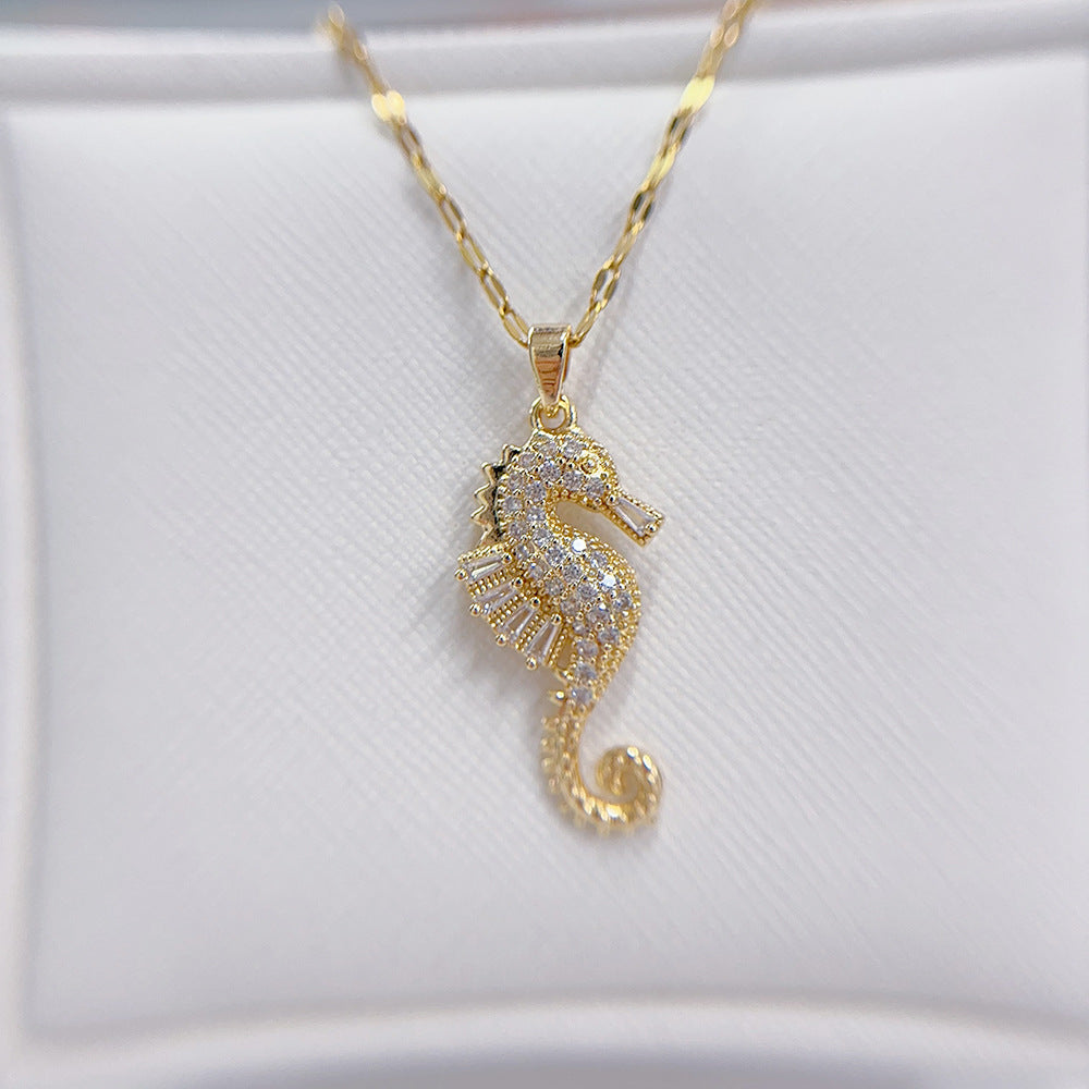 Fashion Zircon Pendant Necklace – Seahorse and Crab Design