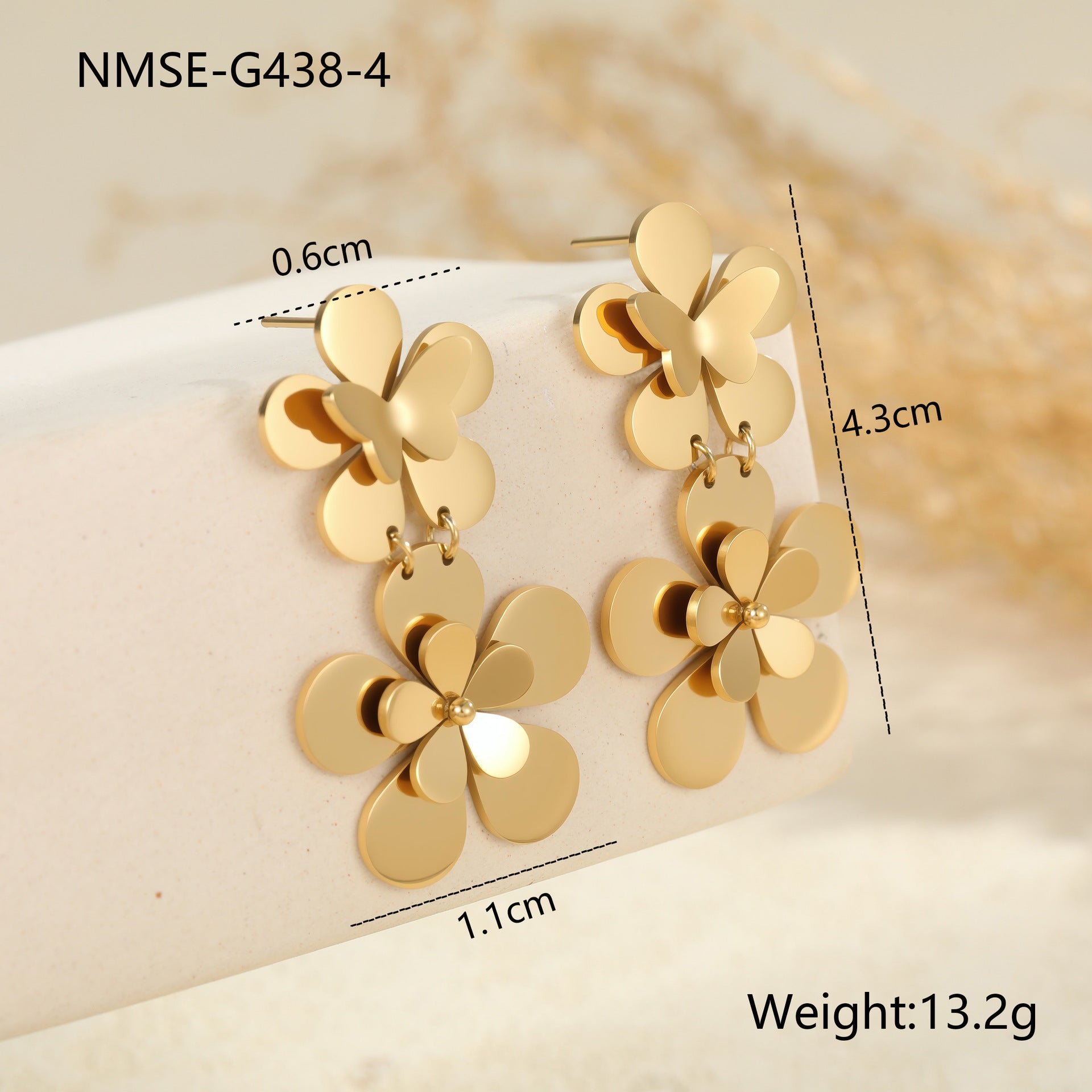 Women’s Stainless Steel Earrings – Elegant Flower & Butterfly Design