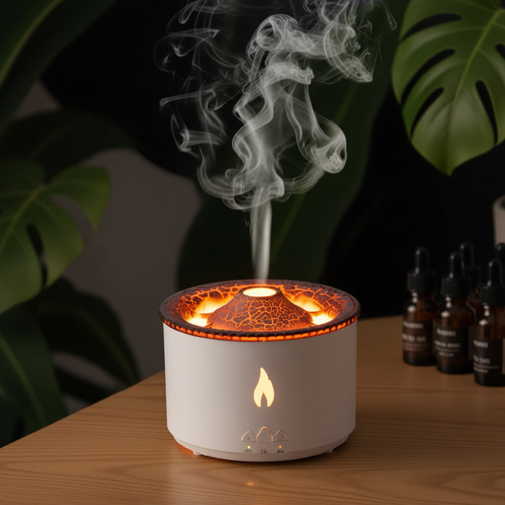 Creative Ultrasonic Volcano Essential Oil Humidifier Jellyfish Air & Flame Aromatherapy Diffuser