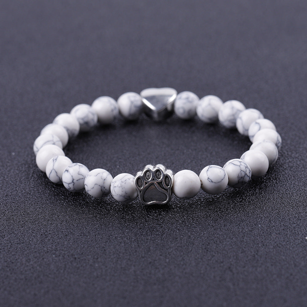 Tigereye & Indian Agate Dog Paw Bracelet with Heart Charm – Fashion Jewelry
