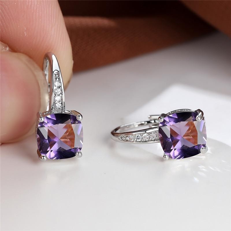 Square Zircon Inlaid Ear Hook – Korean Style Fashion, Versatile Design