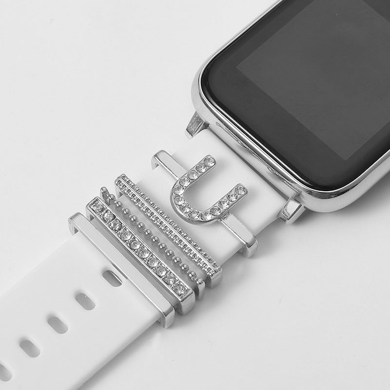 Customizable 26-Letter Diamond Silicone & Alloy Strap Bracelet