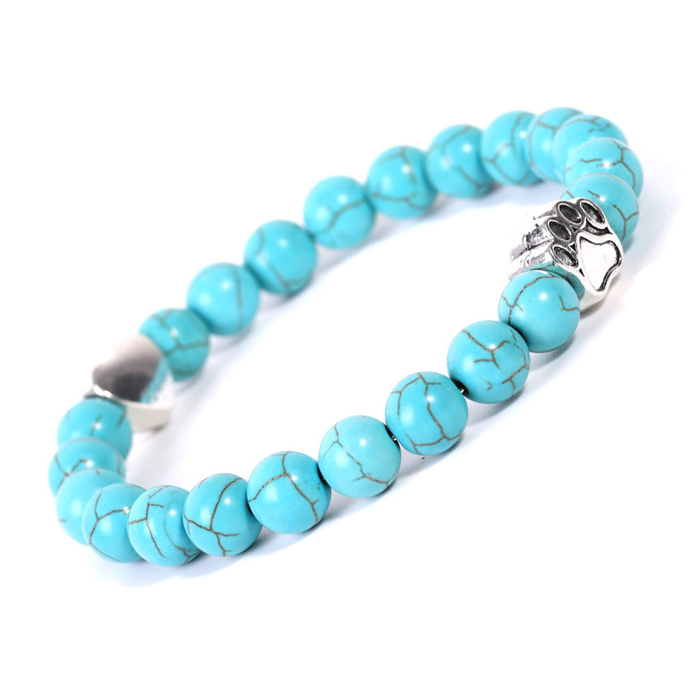 Tigereye & Indian Agate Dog Paw Bracelet with Heart Charm – Fashion Jewelry