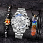 Creative Large Dial Three-Eye Steel Band Quartz Watch