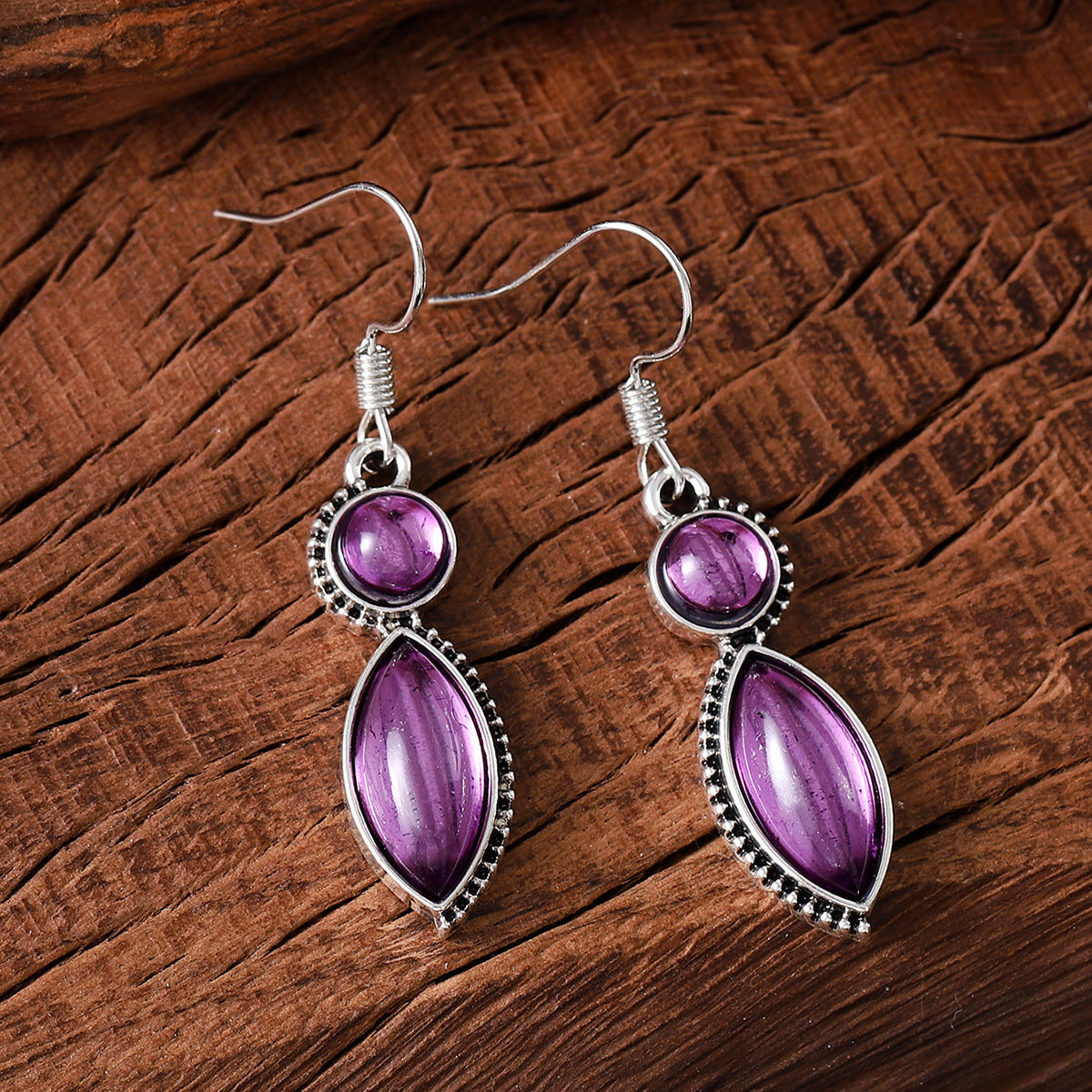 Vintage Gemstone Pendant Earrings – Bohemian & Unique Style