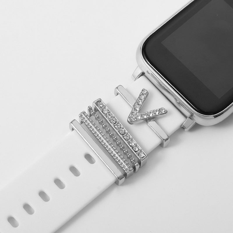 Customizable 26-Letter Diamond Silicone & Alloy Strap Bracelet