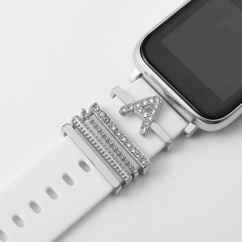 Customizable 26-Letter Diamond Silicone & Alloy Strap Bracelet