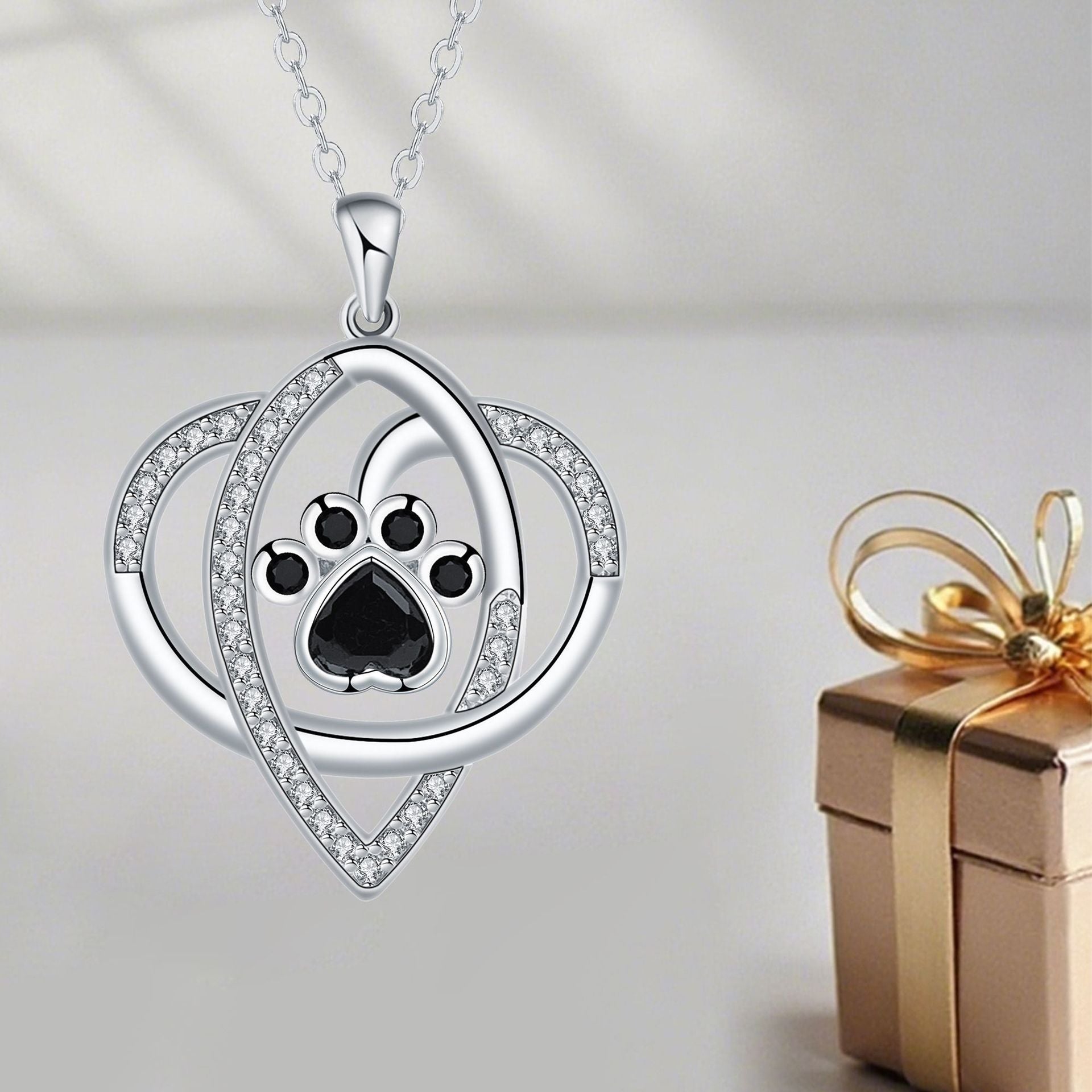 Pet Paw Print Necklace – Elegant Cat & Dog Pendant Jewelry