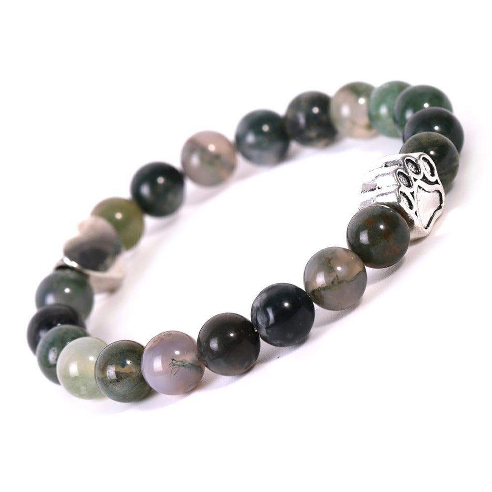 Tigereye & Indian Agate Dog Paw Bracelet with Heart Charm – Fashion Jewelry