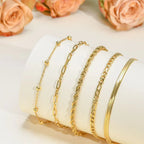 Stainless Steel 5-Piece Bracelet Set – Simple, Fade-Resistant Design