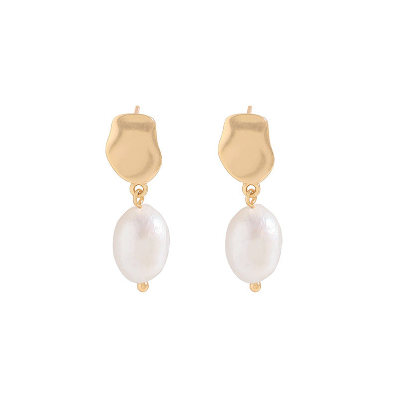 S925 Sterling Silver Stud Earrings – INS Simple Fashion Baroque for Women