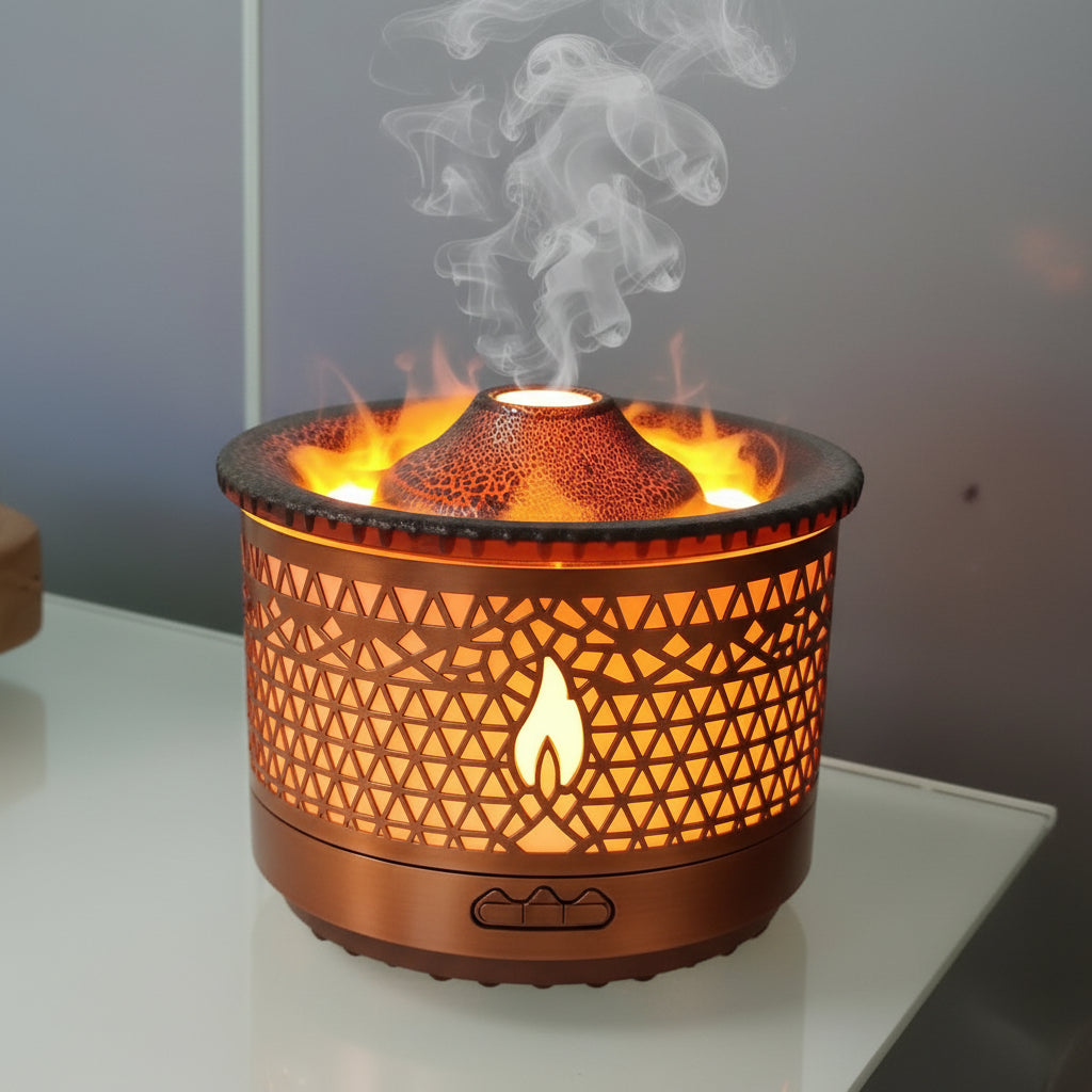 Creative Ultrasonic Volcano Essential Oil Humidifier Jellyfish Air & Flame Aromatherapy Diffuser