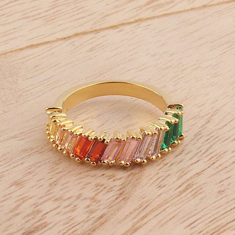 Women’s Irregular Rainbow Color Ring – Trendy Design