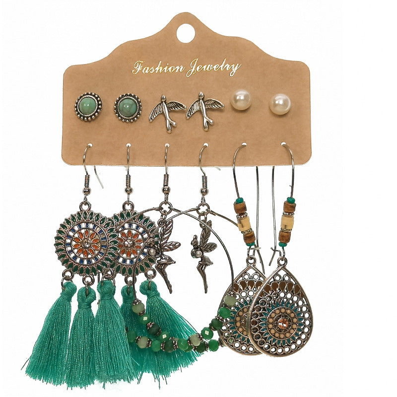Bohemian Ethnic Water Drop Leaf Beaded Earrings Set for Women – Exquisite Fashion Jewelry