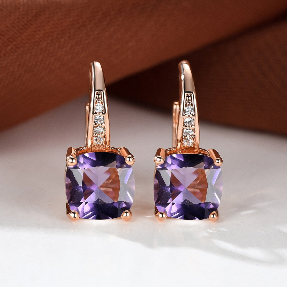 Square Zircon Inlaid Ear Hook – Korean Style Fashion, Versatile Design