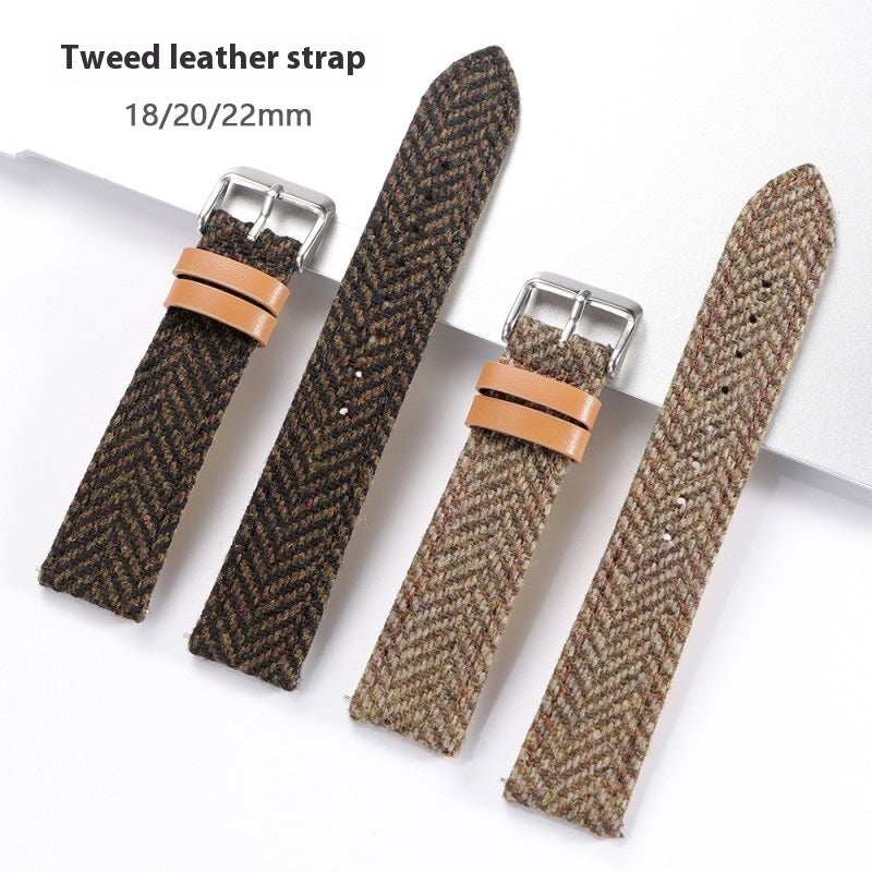 Tweed Vintage Leather Watch Strap – Classic Timepiece Band