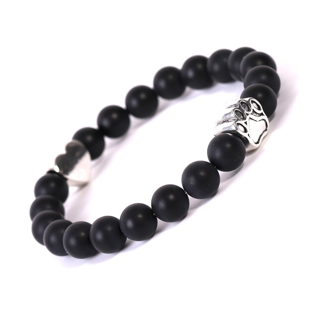 Tigereye & Indian Agate Dog Paw Bracelet with Heart Charm – Fashion Jewelry