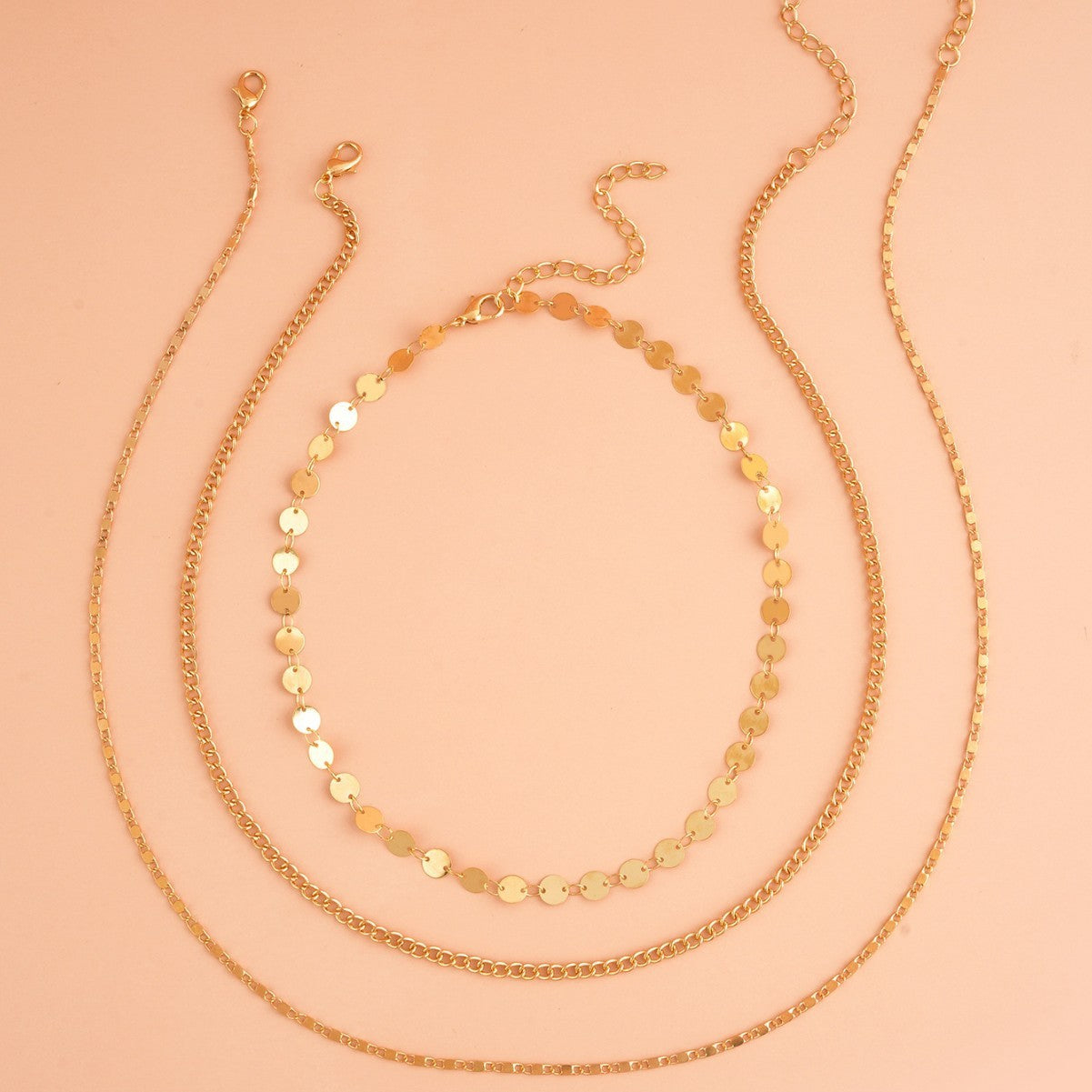 Ferrero-Inspired Double Hole Wafer Necklace Set – Matching Jewelry for Women