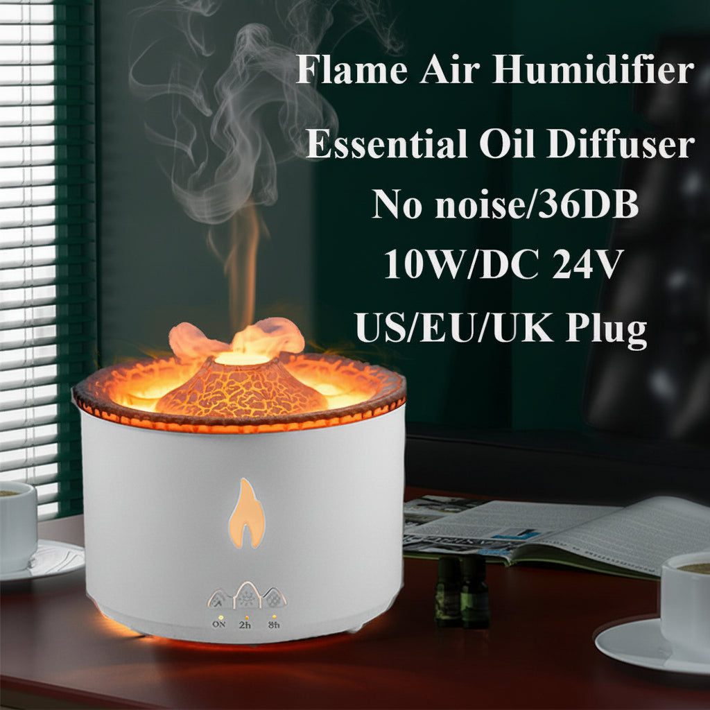 Creative Ultrasonic Volcano Essential Oil Humidifier Jellyfish Air & Flame Aromatherapy Diffuser