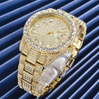 Fashionable Large Dial Watch with Full Diamond Accents