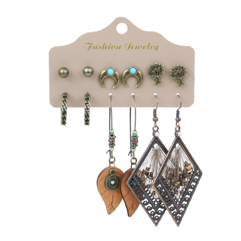 Bohemian Ethnic Water Drop Leaf Beaded Earrings Set for Women – Exquisite Fashion Jewelry