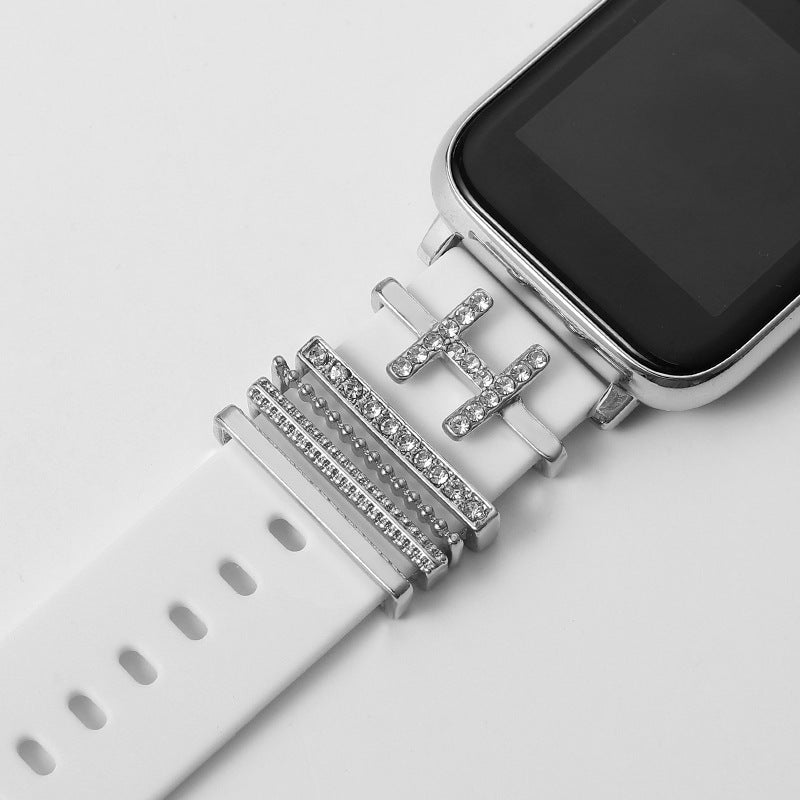 Customizable 26-Letter Diamond Silicone & Alloy Strap Bracelet