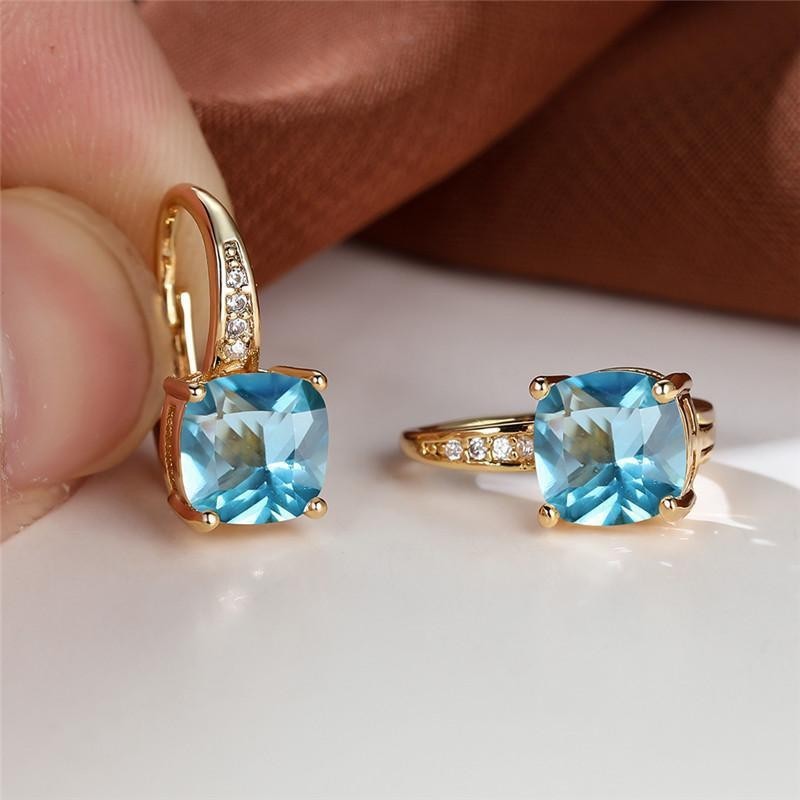 Square Zircon Inlaid Ear Hook – Korean Style Fashion, Versatile Design