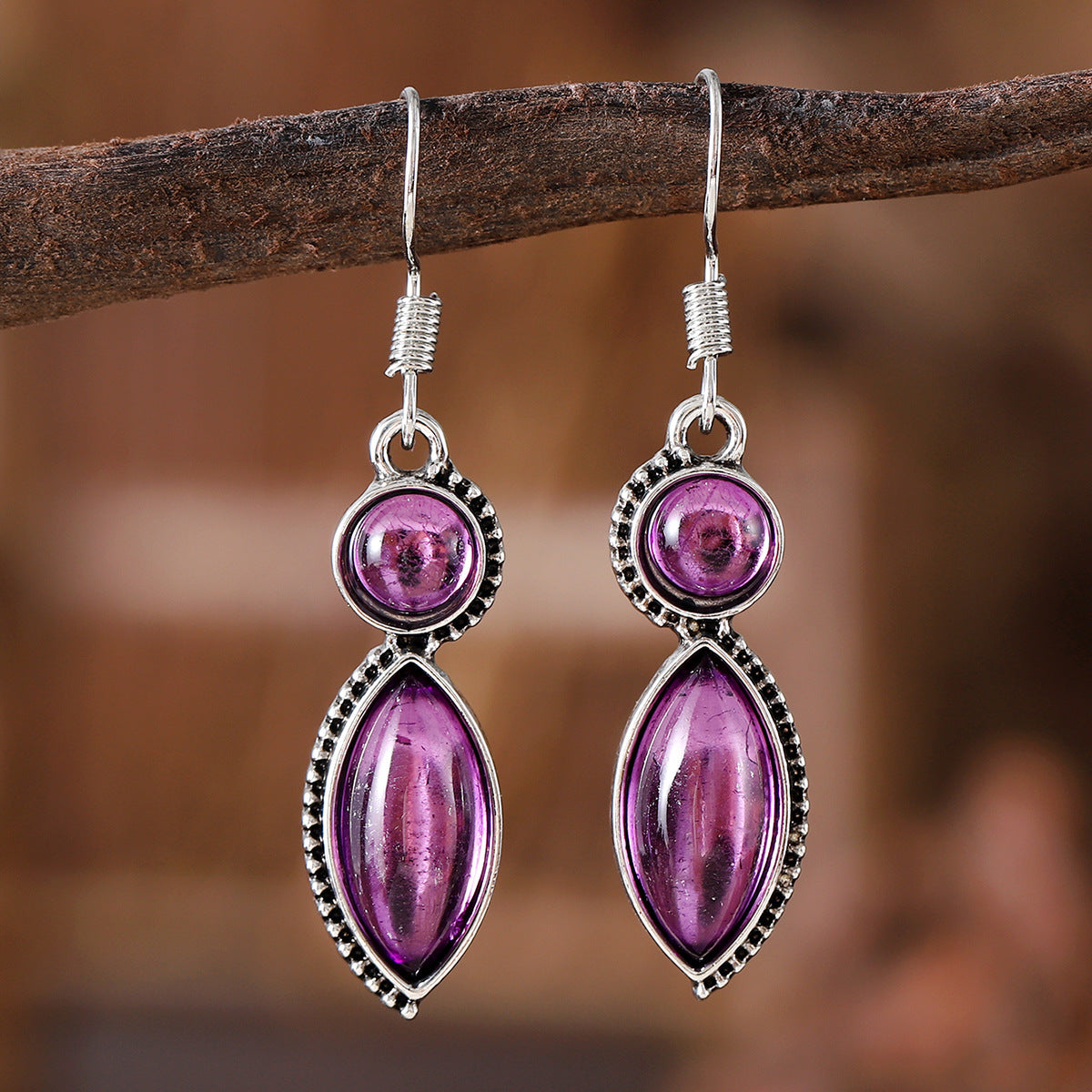 Vintage Gemstone Pendant Earrings – Bohemian & Unique Style