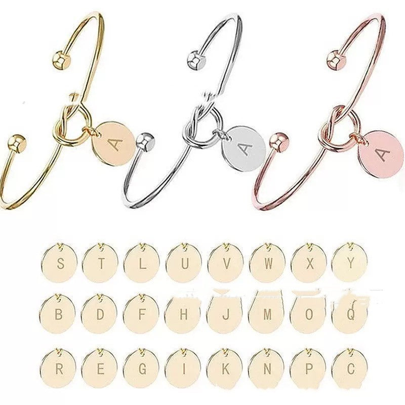 Titanium Steel Bracelet – DIY 26 English Letters with Love Heart Charm