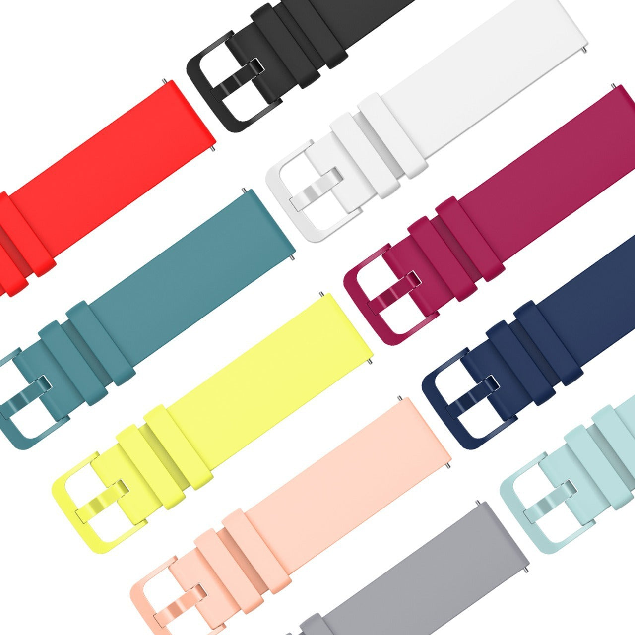Universal Flat Silicone Watch Strap – Matching Color Buckle