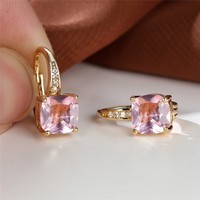 Square Zircon Inlaid Ear Hook – Korean Style Fashion, Versatile Design
