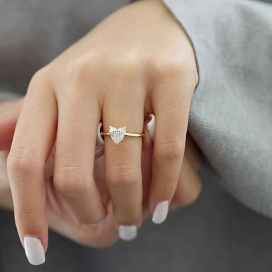 Women's Simple Love Heart-Shaped Wedding Ring – Fashion Jewelry