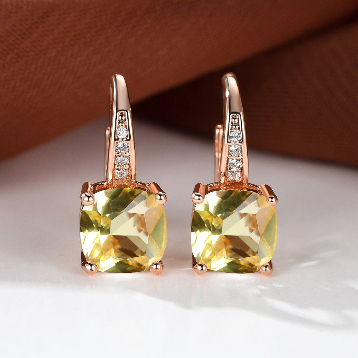 Square Zircon Inlaid Ear Hook – Korean Style Fashion, Versatile Design