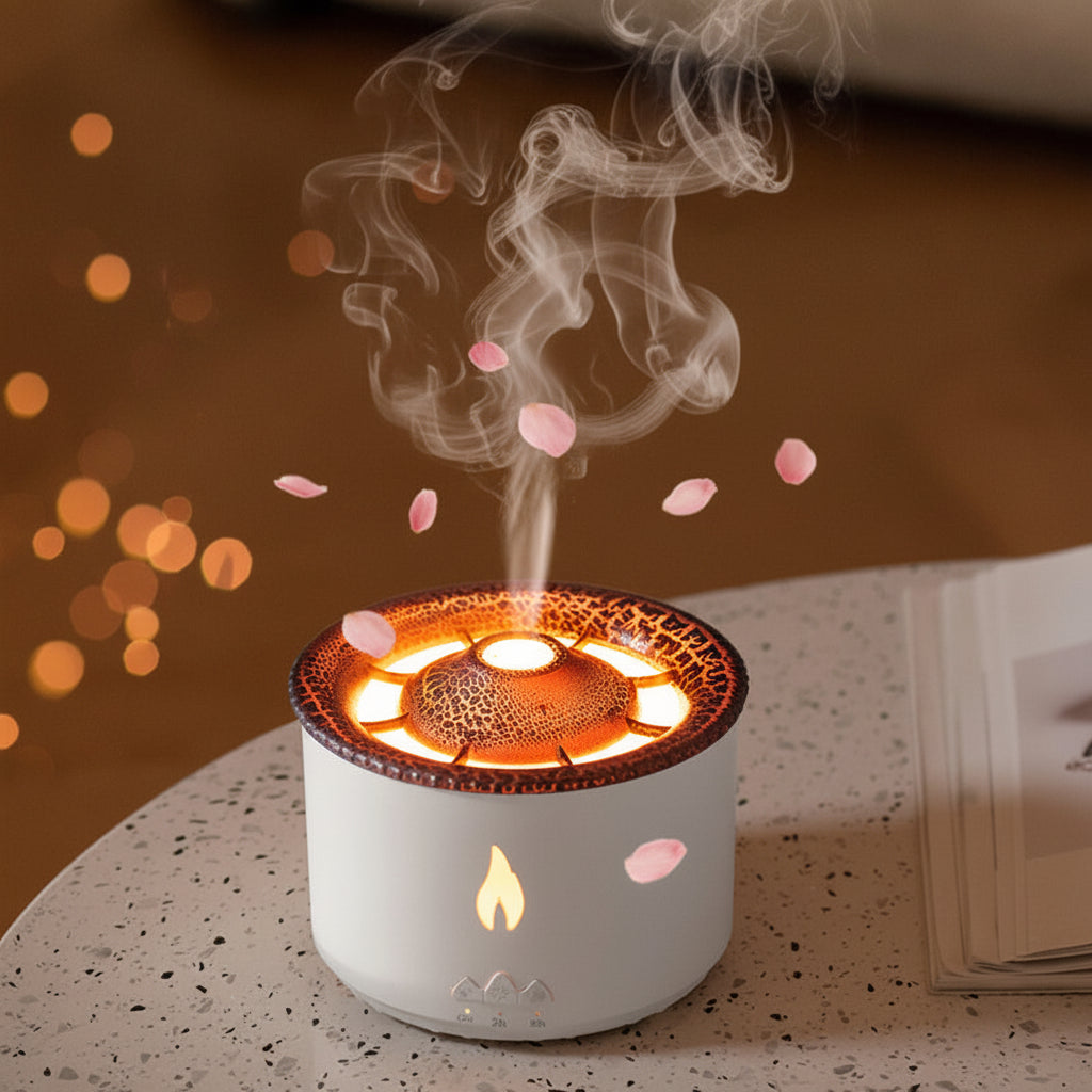 Creative Ultrasonic Volcano Essential Oil Humidifier Jellyfish Air & Flame Aromatherapy Diffuser