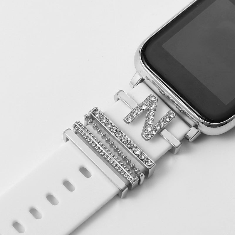 Customizable 26-Letter Diamond Silicone & Alloy Strap Bracelet