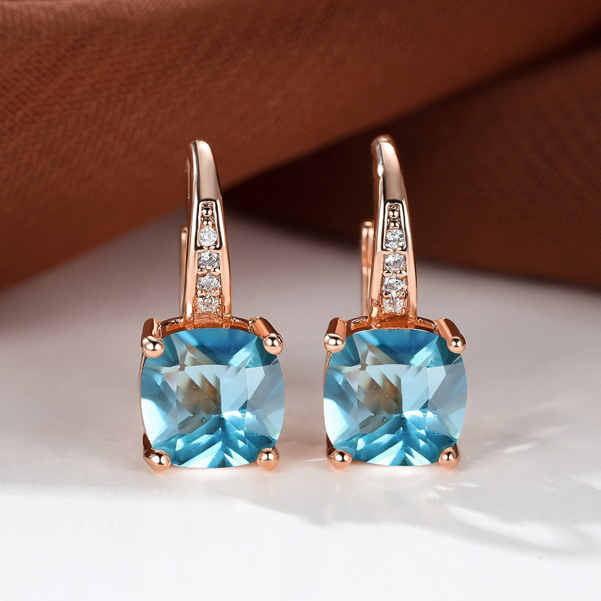 Square Zircon Inlaid Ear Hook – Korean Style Fashion, Versatile Design