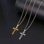 Trendy Titanium Steel Cross Necklace for Men and Women – Hip Hop Style