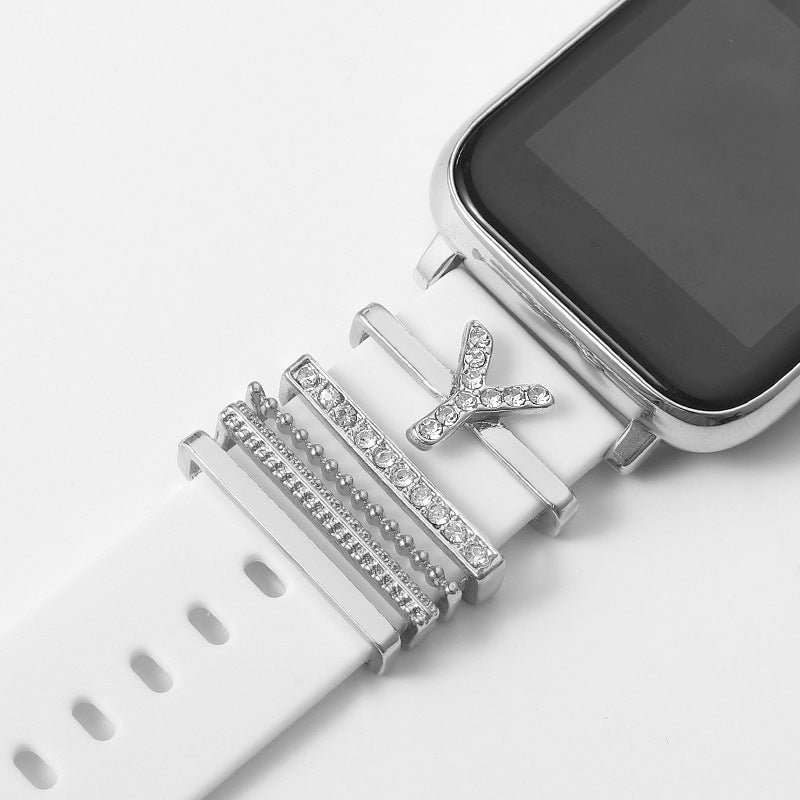 Customizable 26-Letter Diamond Silicone & Alloy Strap Bracelet