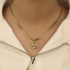 Snake Bone Chain Ginkgo Leaf Pendant – Elegant Entry-Level Lux Necklace