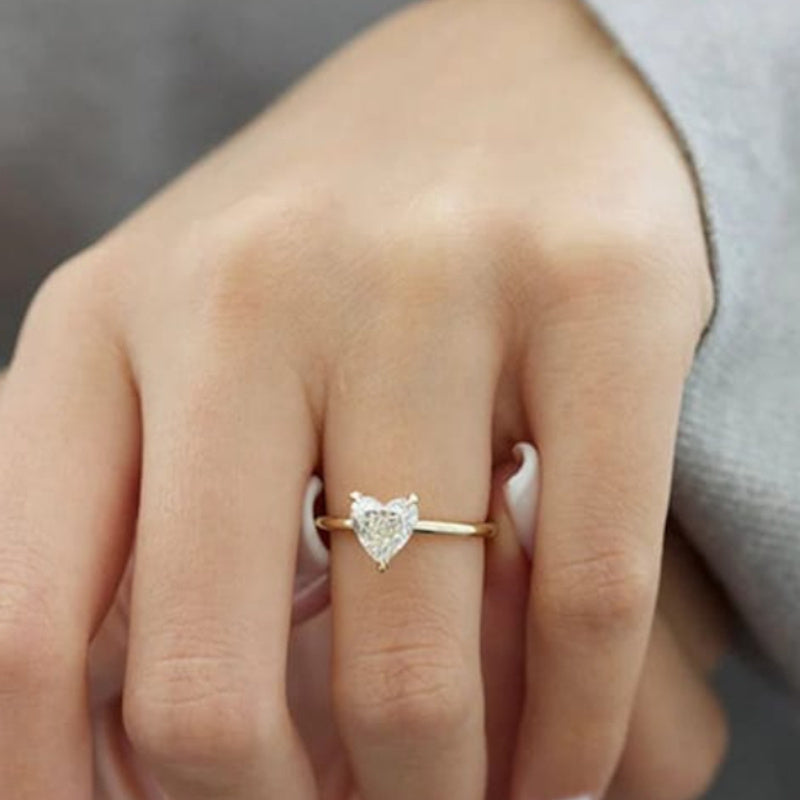 Women's Simple Love Heart-Shaped Wedding Ring – Fashion Jewelry
