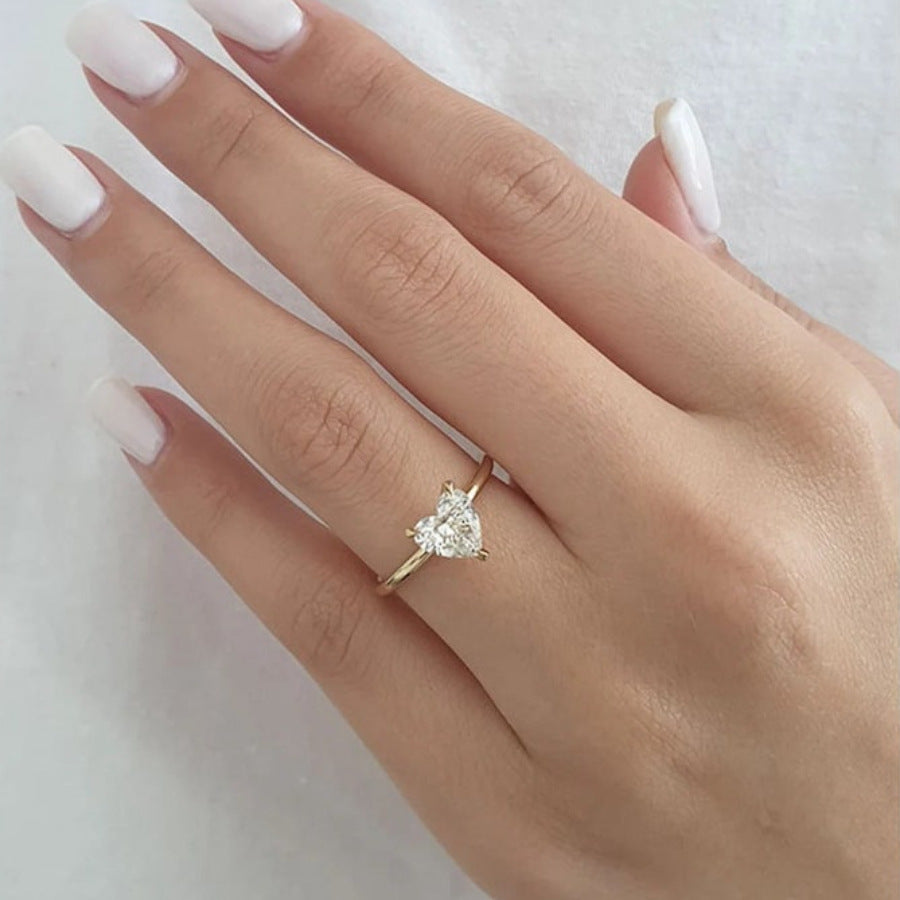 Women's Simple Love Heart-Shaped Wedding Ring – Fashion Jewelry