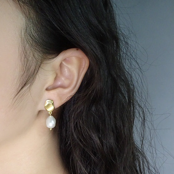 S925 Sterling Silver Stud Earrings – INS Simple Fashion Baroque for Women